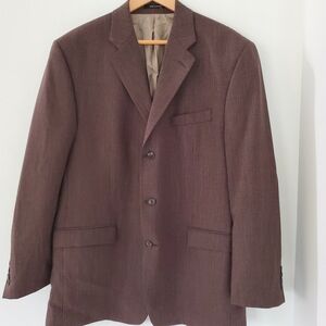 CALVIN KLEIN 44R Brown Tan 100% Pure New Wool Sport Coat Blazer Jacket 3 Button